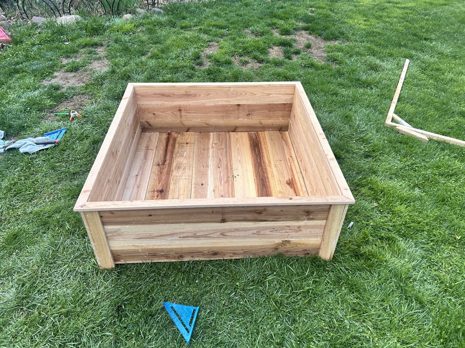 Raised cedar planter box