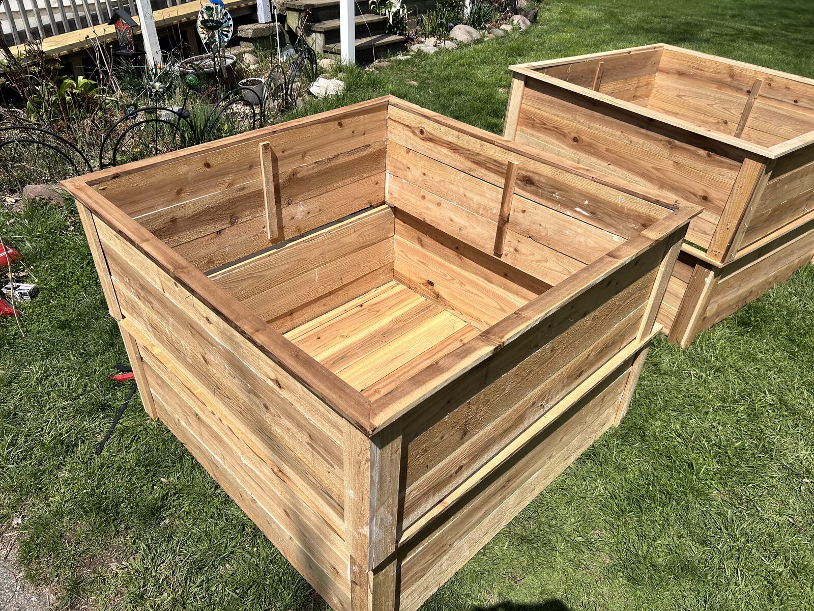 Raised cedar planter boxes